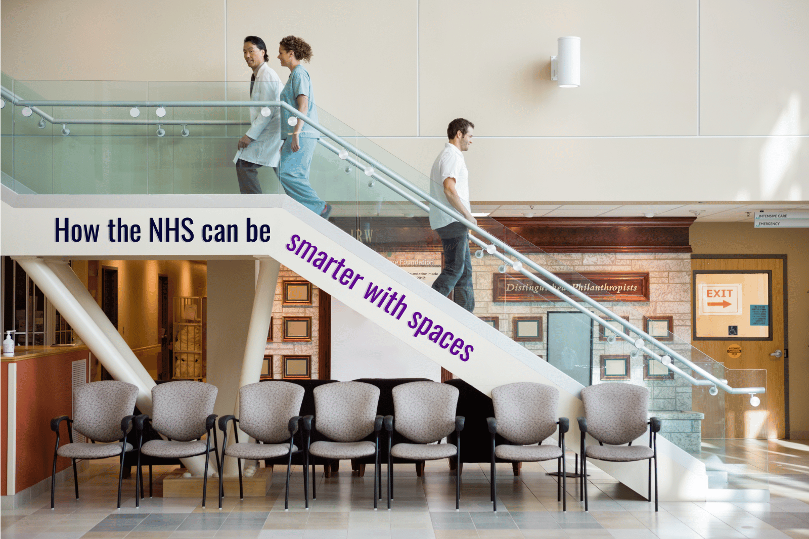 A hospital reception area and the title of the blog, How the NHS can be smarter with data